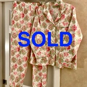 NEW LL Bean Classic Pink Floral Pajama Set XL